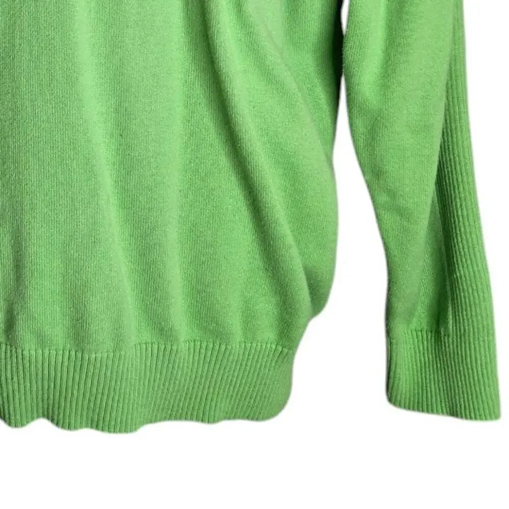 Jack Nicklaus Mens Preppy V Neck Sweater Size Large Green‎ Cotton Knit Pullover